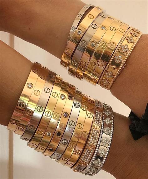 cartier bracelet stack|cartier love bracelet stacking ideas.